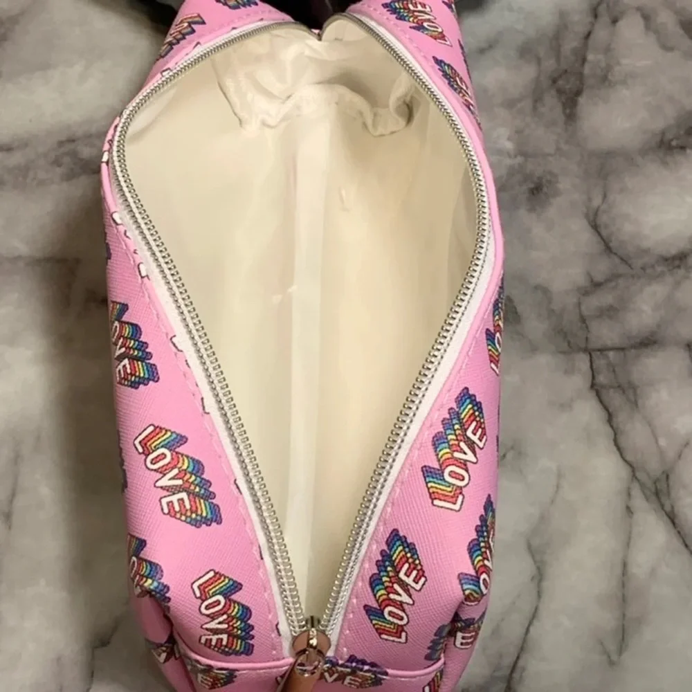 PINK PENCIL CASE WITH RAINBOW 